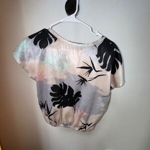 🟢 Black and Pastel Floral Blouse